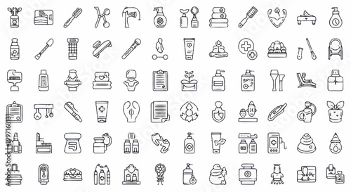 Collection of Hand Drawn Beauty and Personal Care Icons.