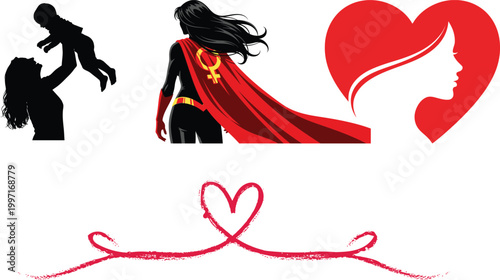 Celebrating mother's day silhouette of motherhood love and family connection