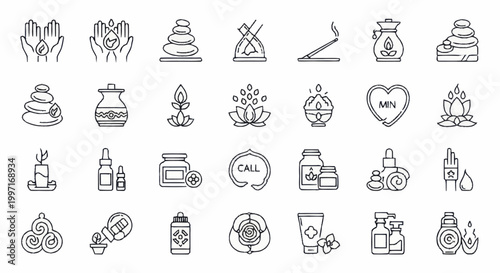 Spa and Wellness Icons Set.