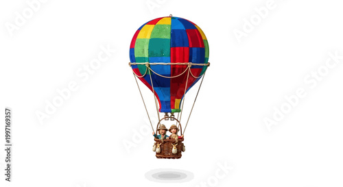 Colorful hot air balloon ride.