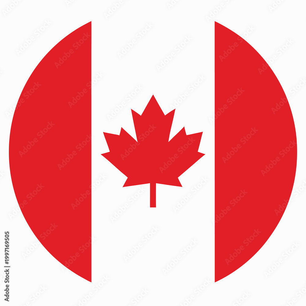 Obraz premium canadian flag in circular shape with red and white colors