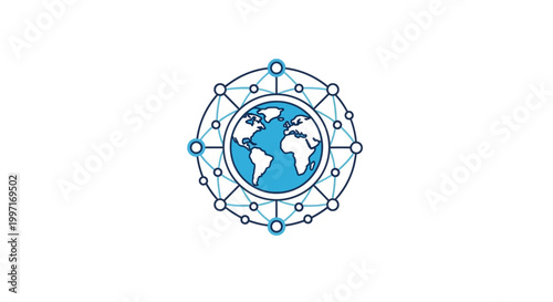 Earth Globe with Connecting Lines.