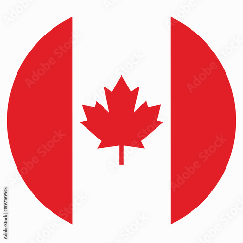 Obraz na płótnie canadian flag in circular shape with red and white colors