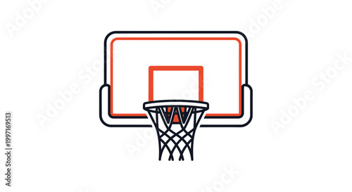 Basketball hoop with net and backboard.