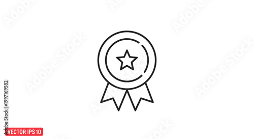 Black and white star award icon.