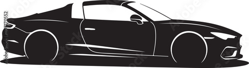 Black sports car, convertible, vector silhouette, side view, automotive icon
