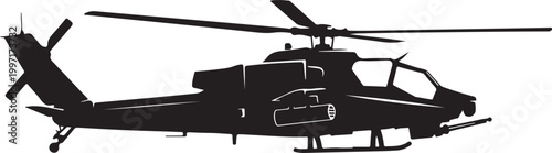 Black helicopter silhouette, military aircraft icon, helicopter vector, rotorcraft graphic