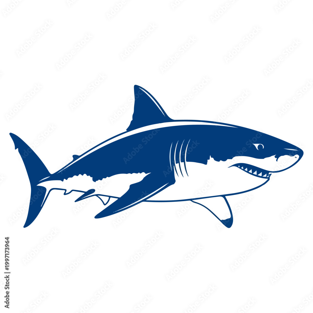 Fototapeta premium great white shark minimalist flat vector illustration