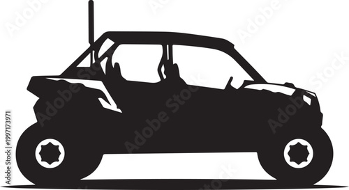 Off-road vehicle, side view, silhouette illustration, utility task vehicle, UTV