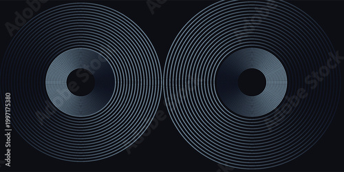 Blue abstract background with glowing circles. Swirl circular lines pattern. Geometric spiral. Twirl element. Modern graphic design. Futuristic technology concept.