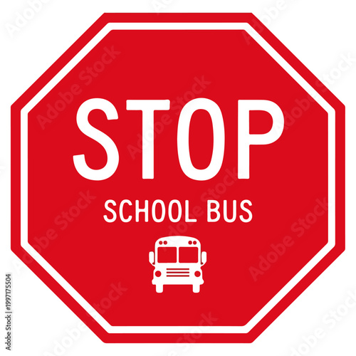 school bus stop sign flat vector design template