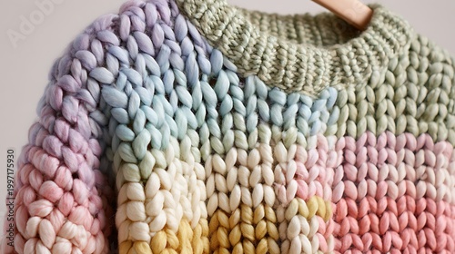 Oversized chunky knitted pullover sweater isolated on the white background 