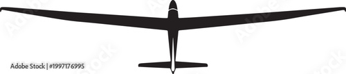 Glider airplane, black silhouette, vector aircraft, flying object