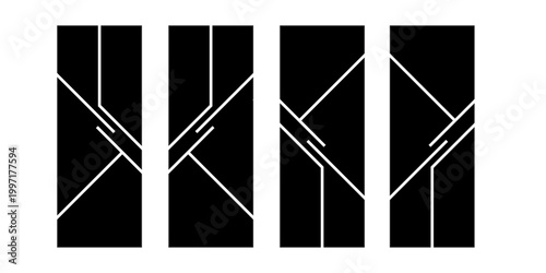 Set of templates minimalistic geometric photo frames. Mood board or photo image layout. Simple trendy geometric design. Vector illustration