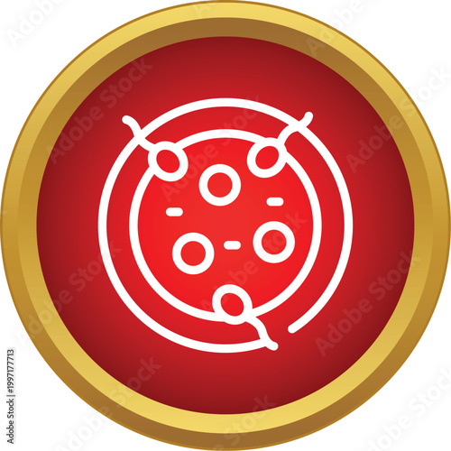 Egg cell with multiple spermatozoa approaching, symbolizing fertilization in a red circle