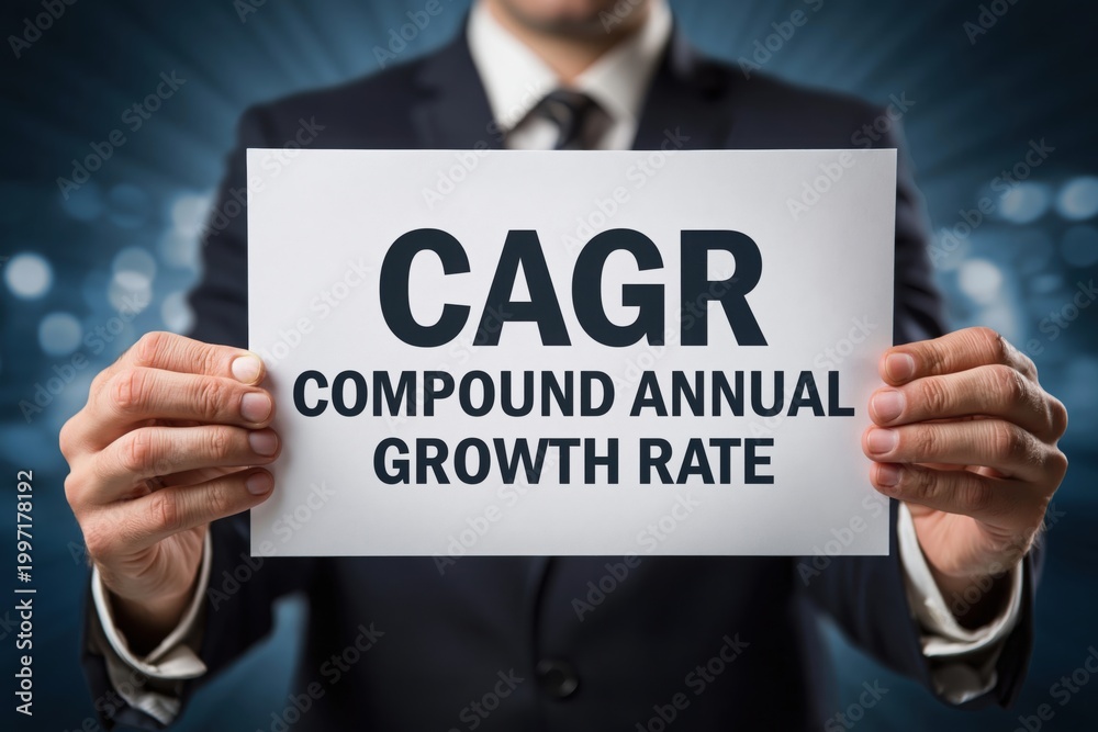 Obraz premium Financial Analyst Explaining CAGR Growth Metric