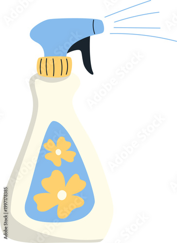 Spray Bottle Laundry Illustration With Cleaning Liquid, Household Tool for Stain Removal and Fabric Freshener