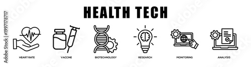 Health Tech web banner icon illustration concept