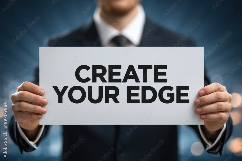 Obraz premium Motivational concept to Create Your Edge shown by a businessman