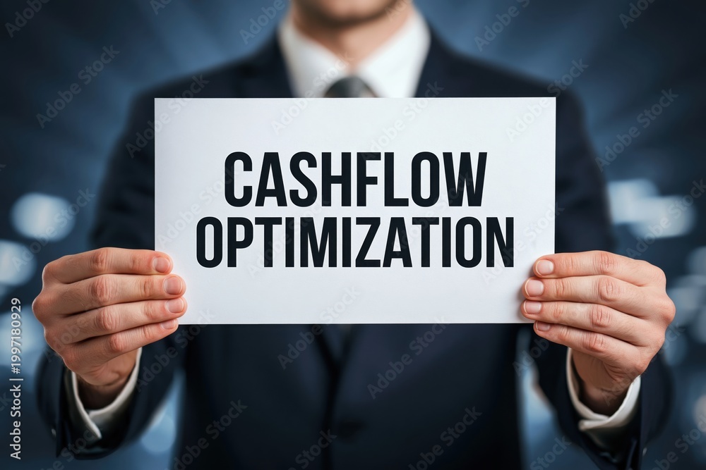 Obraz premium Financial manager holding a sign about Cashflow Optimization