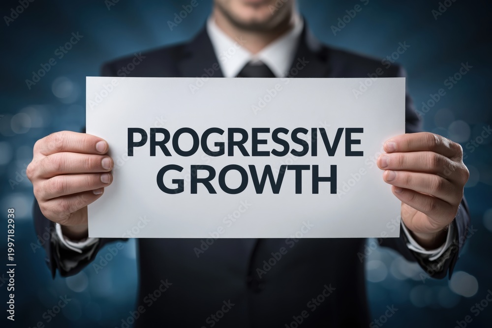 Obraz premium Businessman Presenting the Idea of Progressive Growth and Development