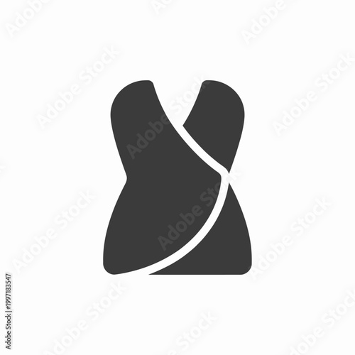 Women elegant wrap dress icon silhouette for fashion e-commerce and retail