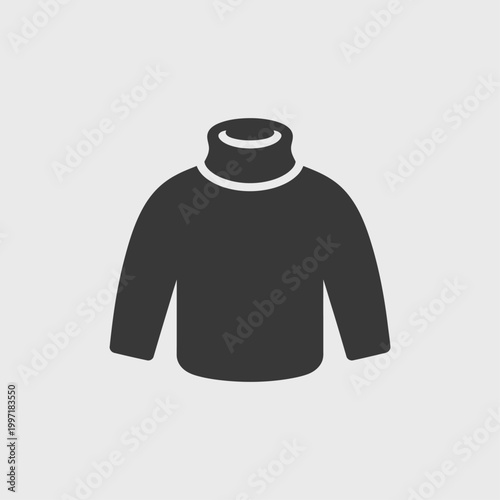 Warm winter turtleneck sweater icon silhouette for seasonal clothing retail