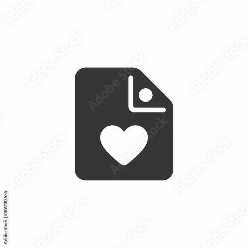 Wishlist document file with heart icon for online shopping and favorite items