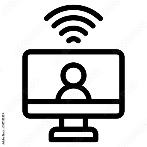 virtual conference line icon. online meeting vector illustration
