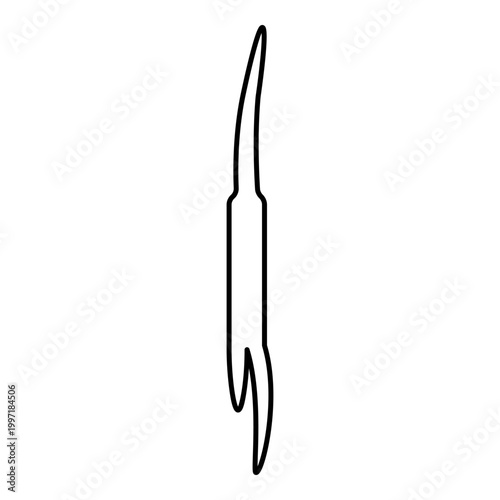 Fish-scaling knife Shrimp peeling knife contour outline line icon black color vector illustration image thin flat style