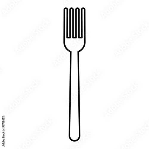 Fork cutlery restaurant concept silhouette contour outline line icon black color vector illustration image thin flat style