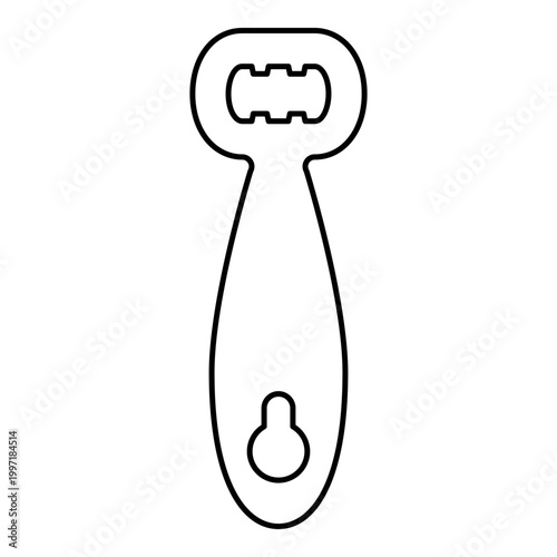 Bottle opener cap handle to uncork beer beverage bottle contour outline line icon black color vector illustration image thin flat style