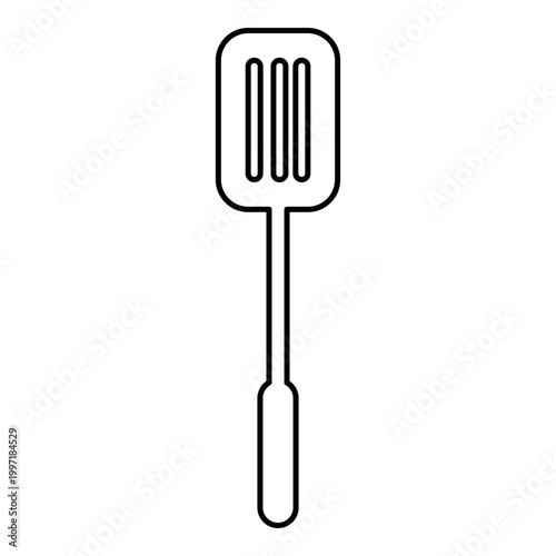 Pancake spatula kitchen cooking equipment used for flipping serving food contour outline line icon black color vector illustration image thin flat style