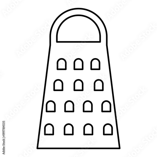 Grater for kitchen contour outline line icon black color vector illustration image thin flat style