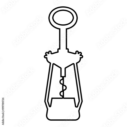 Wing corkscrew for opening wine bottles cork screw contour outline line icon black color vector illustration image thin flat style