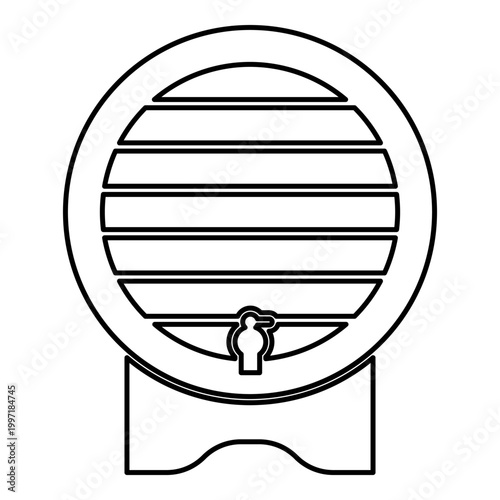 Barrel for wine brendy beer wine cask with tap contour outline line icon black color vector illustration image thin flat style