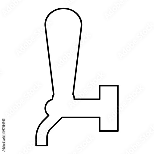 Tap for beer element of pump with handle contour outline line icon black color vector illustration image thin flat style