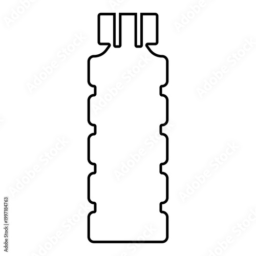 Plastic bottle of water contour outline line icon black color vector illustration image thin flat style
