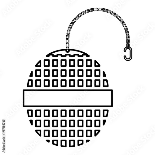 Tea infuser strainer with sieve for brewing hot beverage drink cup contour outline line icon black color vector illustration image thin flat style