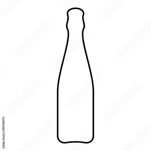 Bottle of champagne contour outline line icon black color vector illustration image thin flat style