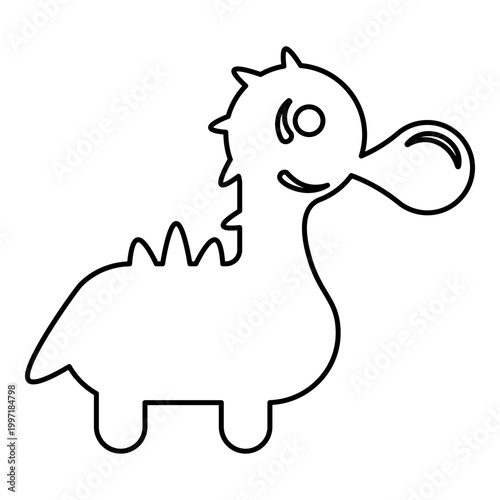 Bubble gum blowing cute dinosaur contour outline line icon black color vector illustration image thin flat style