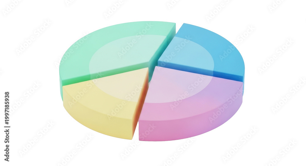 Fototapeta premium Modern 3D Pie Chart with Gradient Segments
