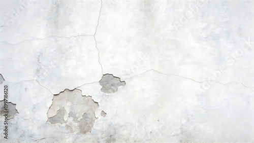 Cracked and peeling white wall surface