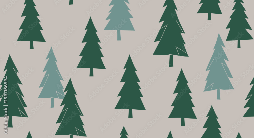 Obraz premium Seamless Pattern of Stylized Christmas Trees on a Neutral Background