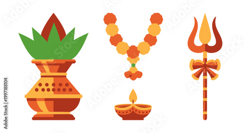 Traditional Hindu religious icons for festival and puja celebration