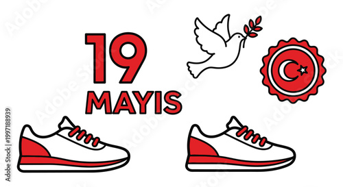 Turkish Commemoration of Ataturk Youth and Sports Day icons