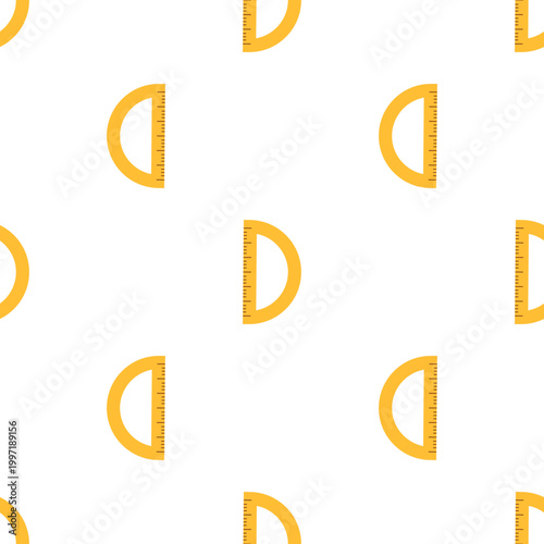 Seamless pattern of protractors for back to school, isolated on transparent background