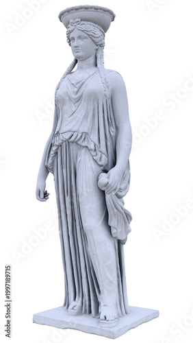 Bild auf Leinwand A model of an ancient statue, a full-size replica of the Erechtheion with a caryatid on the Acropolis
