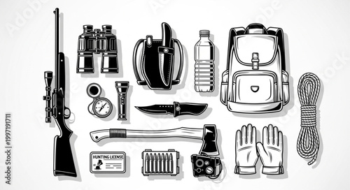 Survival Gear Collection For Outdoor Adventure And Emergency Preparedness.
