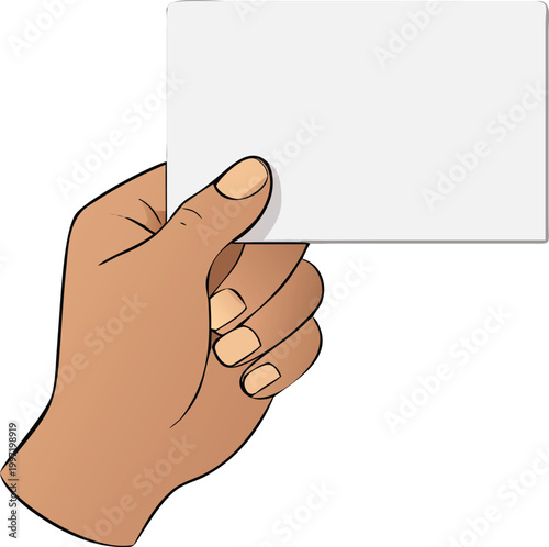 hand holding blank white rectangle card high quality